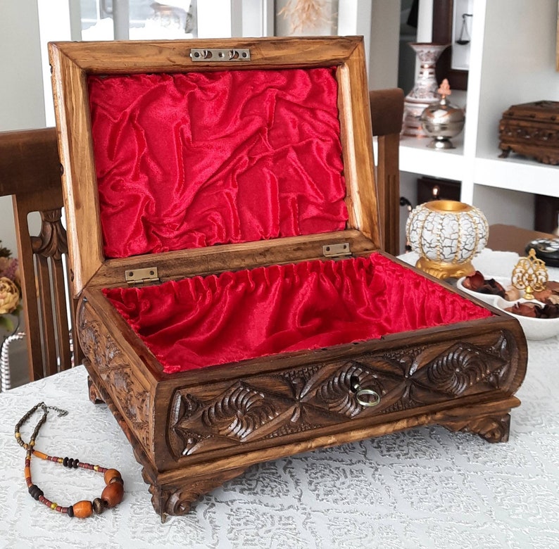 Jewelry Box Wood Large Wooden Jewelry Box Treasure Chest Etsy