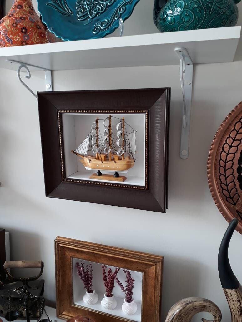 Framed Wall Art Maritime Wall Decor Wooden Model Ship Frame Etsy