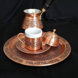Turkish Coffee Set Copper, Copper Coffee Pot, Arabic Coffee Set, Copper Gifts, Unique Gift Ideas, Anniversary Gifts, Birthday Gift, Rustic