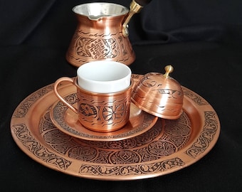 Turkish Coffee Set Copper, Copper Coffee Pot, Arabic Coffee Set, Copper Gifts, Unique Gift Ideas, Anniversary Gifts, Birthday Gift, Rustic