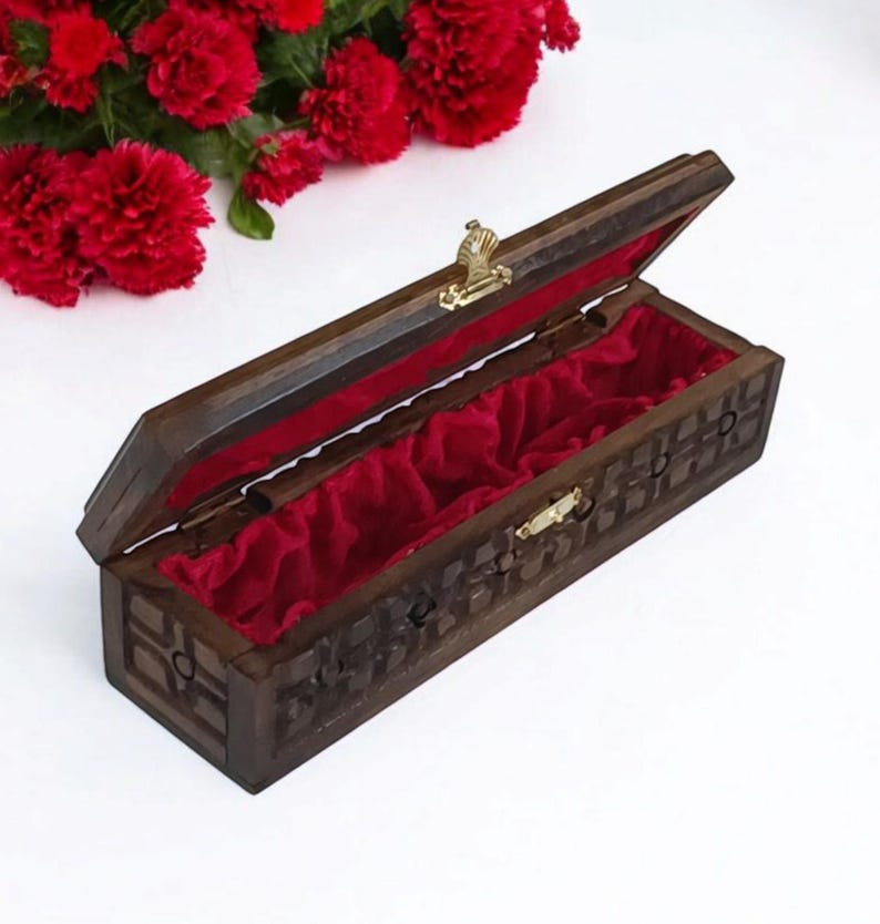 Wooden Jewelry Chest, Handmade Treasure Box, Gifts for Women, Vintage Jewelry Storage Box, Jewelry Box for Watches, Wooden Treasure Chest image 9