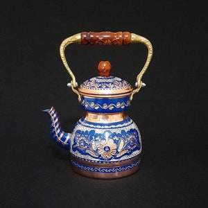 Turkish tea pot copper, copper tea pot, ornate copper pot, home gifts, housewarming gift, rustic decor, wedding shower gift, crafty servings image 5