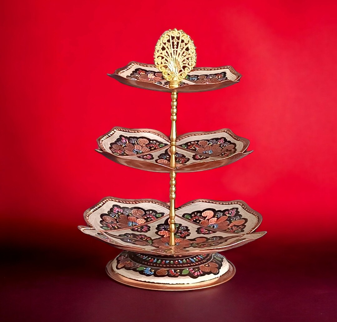 Tiered Tray Copper Tiered Tray Stand Unique Tray Ideas Etsy Canada