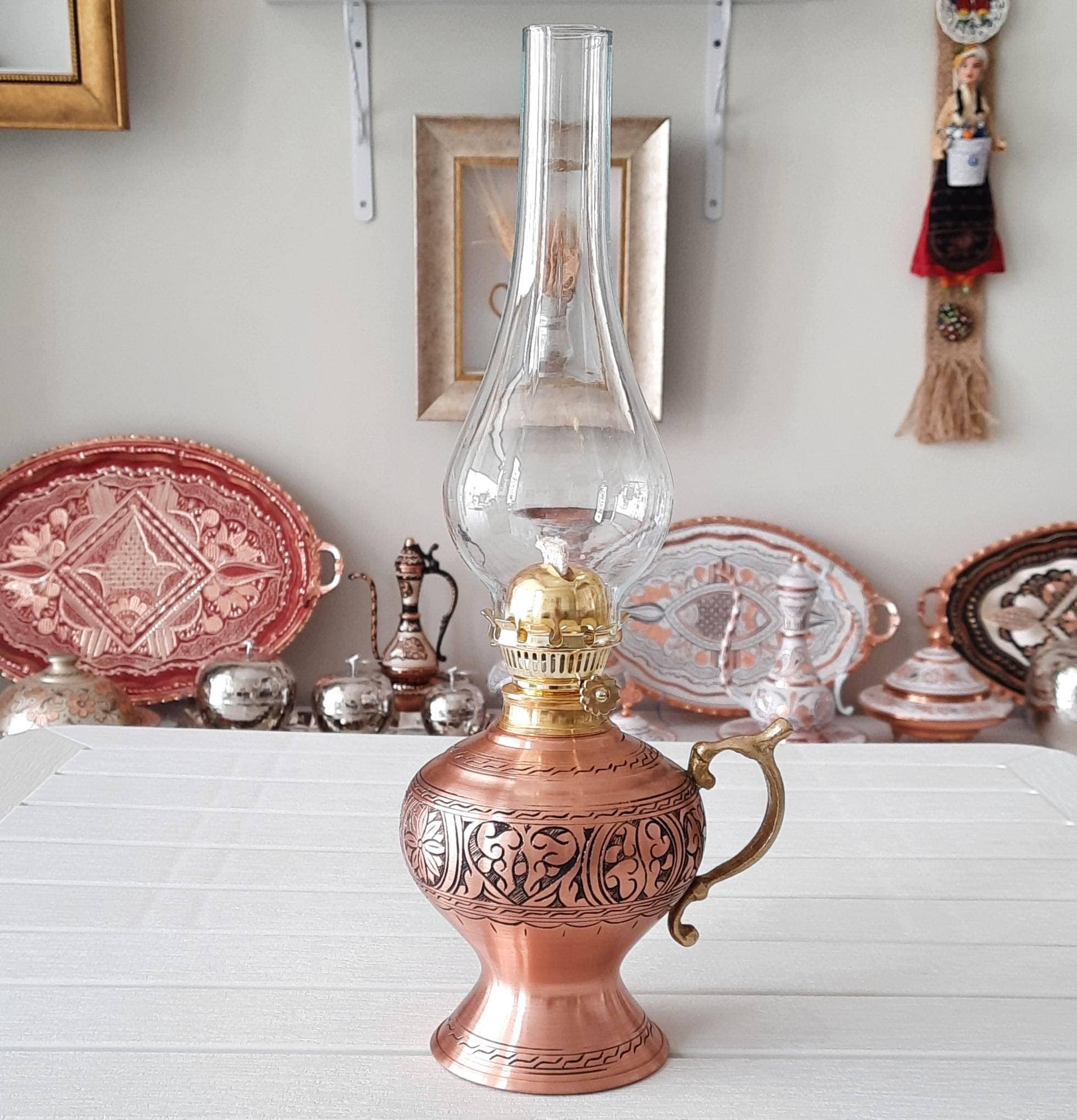 Copper Oil Lamp Copper Kerosene Lamp Wedding Gift Home Etsy