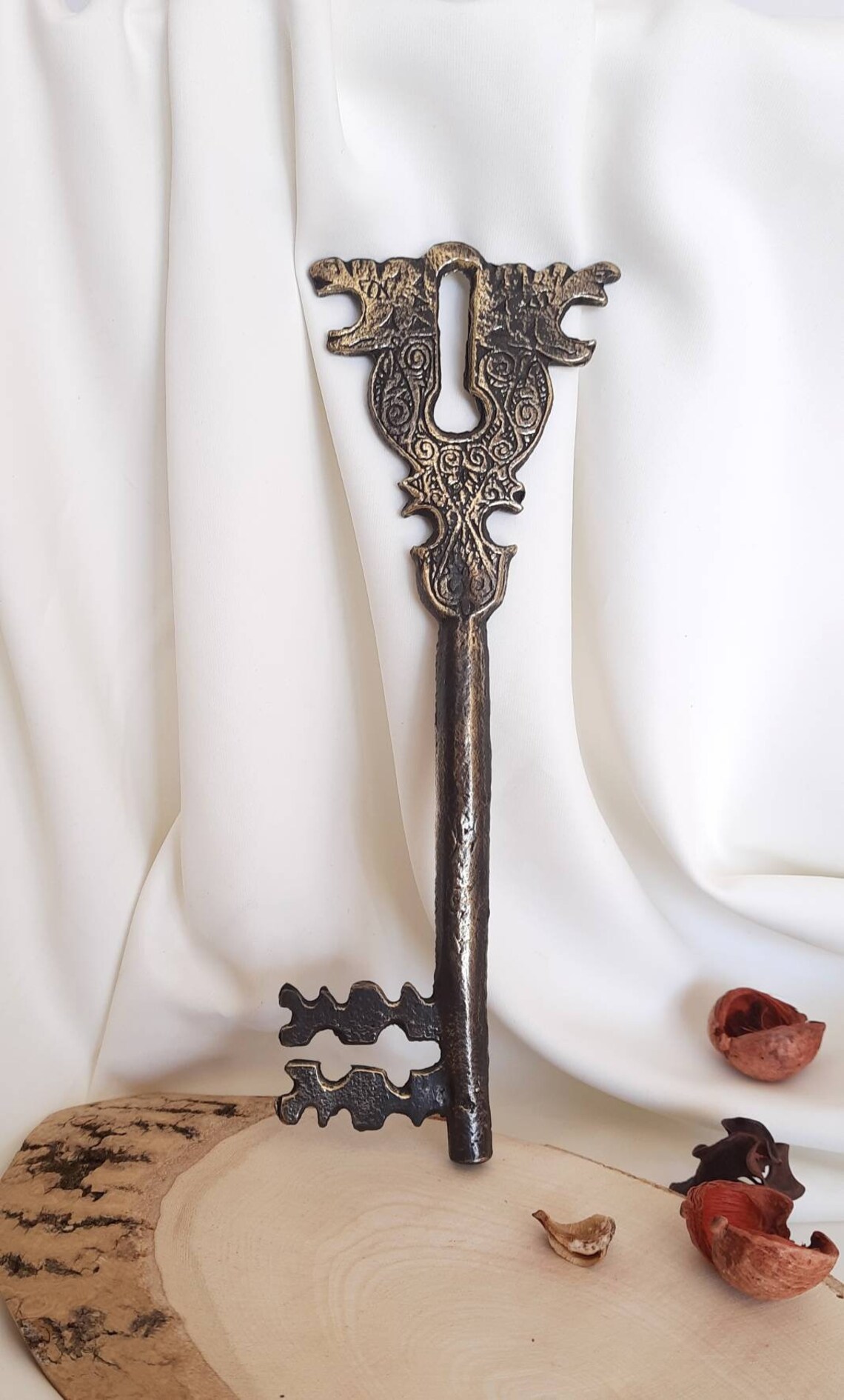 Large Decorative Skeleton Key Brass Skeleton Key Victorian Etsy