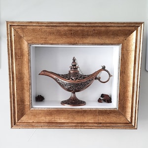 3D Wandkunst, Original Wandkunst, gerahmtes Wanddekor, einzigartige Wandbehang, Genie Lampe, einzigartiges Wohndekor, Hausgeschenke, Housewarminggeschenk Bild 1