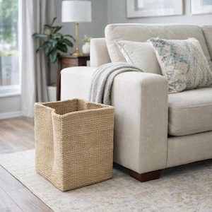 Jute Crochet Storage Basket: Nursery & Bathroom Organizer