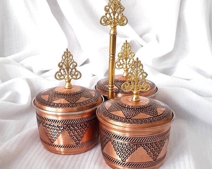 Condiment Bowl Set Copper, Spice Bowls, Condiment Bowls, Anniversary
