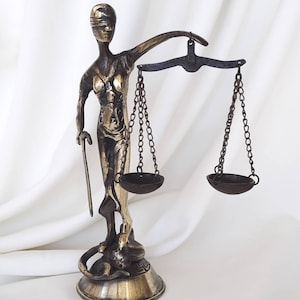 Brass Lady Justice Statue: Themis Scales of Justice, Law Office Decor