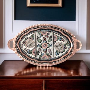 Copper Serving Tray, Unique Tray Ideas, Home Gifts, Turkish Copper Tray, Coffee Serving Tray, Wedding Favors, Kitchen Decor, Cupboard Decor