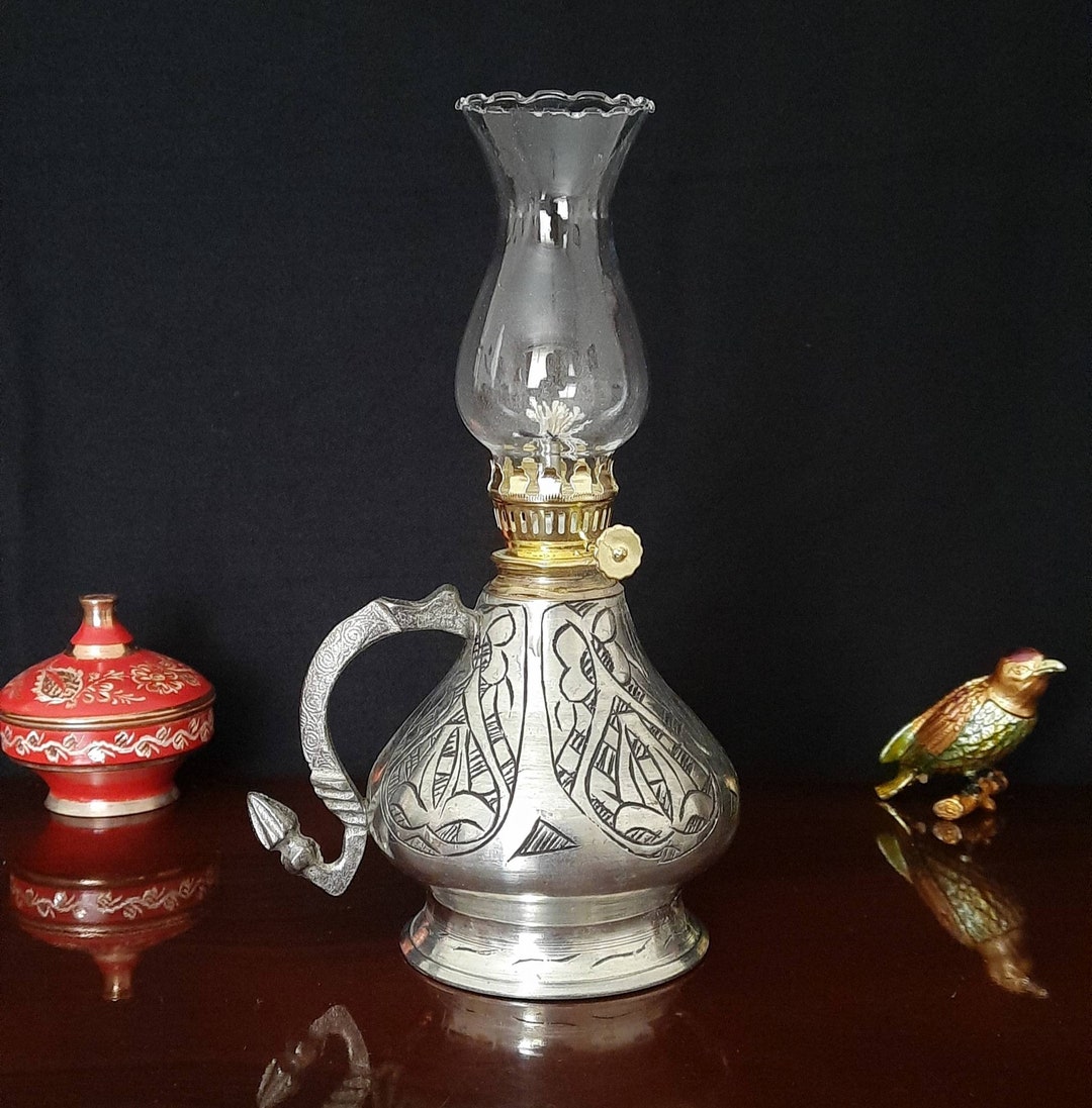 Copper Oil Lamp Art Deco Oil Lamp Copper Kerosene Lamp Etsy