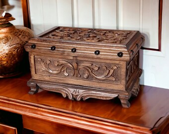 Wooden jewelry boxes with lock, wooden jewelry box handmade, vintage jewelry box, unique jewelry box wood, treasure chest, gifts for her