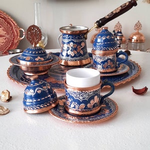 Turkish Coffee Set, Arabic Coffee Set, Turkish Coffee Cup Set, Copper Coffee Pot, Copper Gift Ideas, Anniversary Gifts, Housewarming Gift