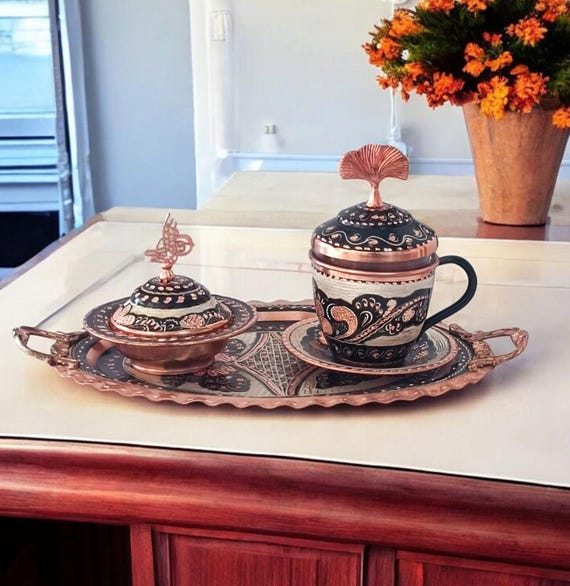 Türkische Teetasse, Kupfer-Teeservice, Kupferdeko, Einzugsgeschenk, originelle Geschenkideen, Jahrestagsgeschenk, kunstvolles Servieren, Geschenkideen für die Feiertage