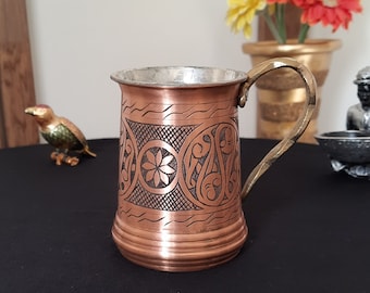 Copper mug handcrafted, unique gift ideas, gift for her, new favors, gift for him, anniversary gifts, birthday gift, copper decor, rustic