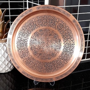 Turkish copper tray, turkish tray, copper serving tray, housewarming gift, home gifts, coffee table decor, kitchen decor, christmas gifts