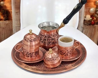 Turkish Coffee Set, Copper Coffee Cup Set, Unique Gift Ideas, Anniversary Gifts, Arabic Coffee Set, Housewarming Gift, Christmas Gift Ideas