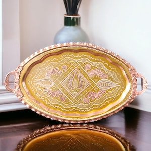 Copper Serving Tray, Home Gifts, Turkish Copper Tray, Unique Tray Ideas, Wedding Favors, Ottoman Tray, Kitchen Home Decor, Cupboard Decor