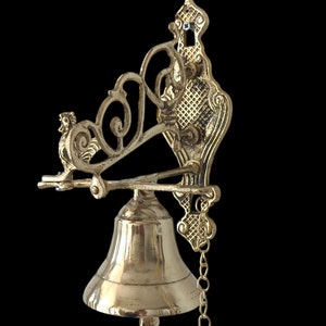Brass Doorbell: Wall Mounted Pull Bell, 17-inch Height