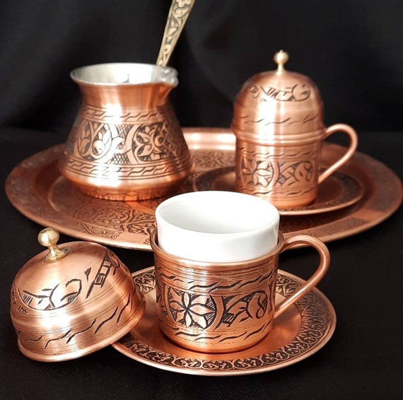 Turkish Coffee Set, Copper Coffee Cup Set, Unique Gift Ideas, Unique Copper  Gifts, Anniversary Gifts, Arabic Coffee Set, Birthday Gift 