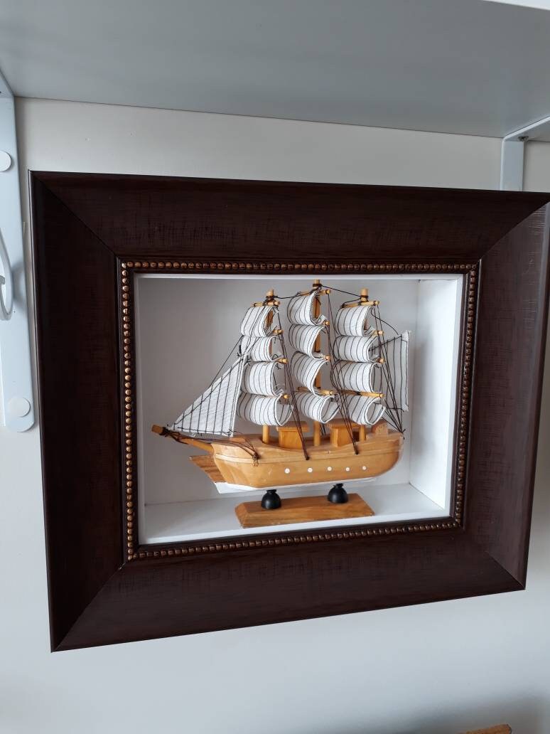 Framed Wall Art Maritime Wall Decor Wooden Model Ship Frame Etsy