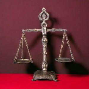 Scales of justice, law office decor, brass justice scales, lawyer art, balance scale, legal office decor, libra scales, unique gift ideas image 1