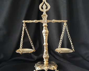 Libra scales, law office decor, lawyer gift, law office decor, lawyer ornaments, scales of justice decor, brass scales, golden justice scale