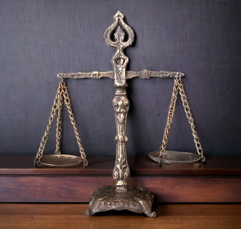 Scales of justice, law office decor, brass justice scales, lawyer art, balance scale, legal office decor, libra scales, unique gift ideas image 3