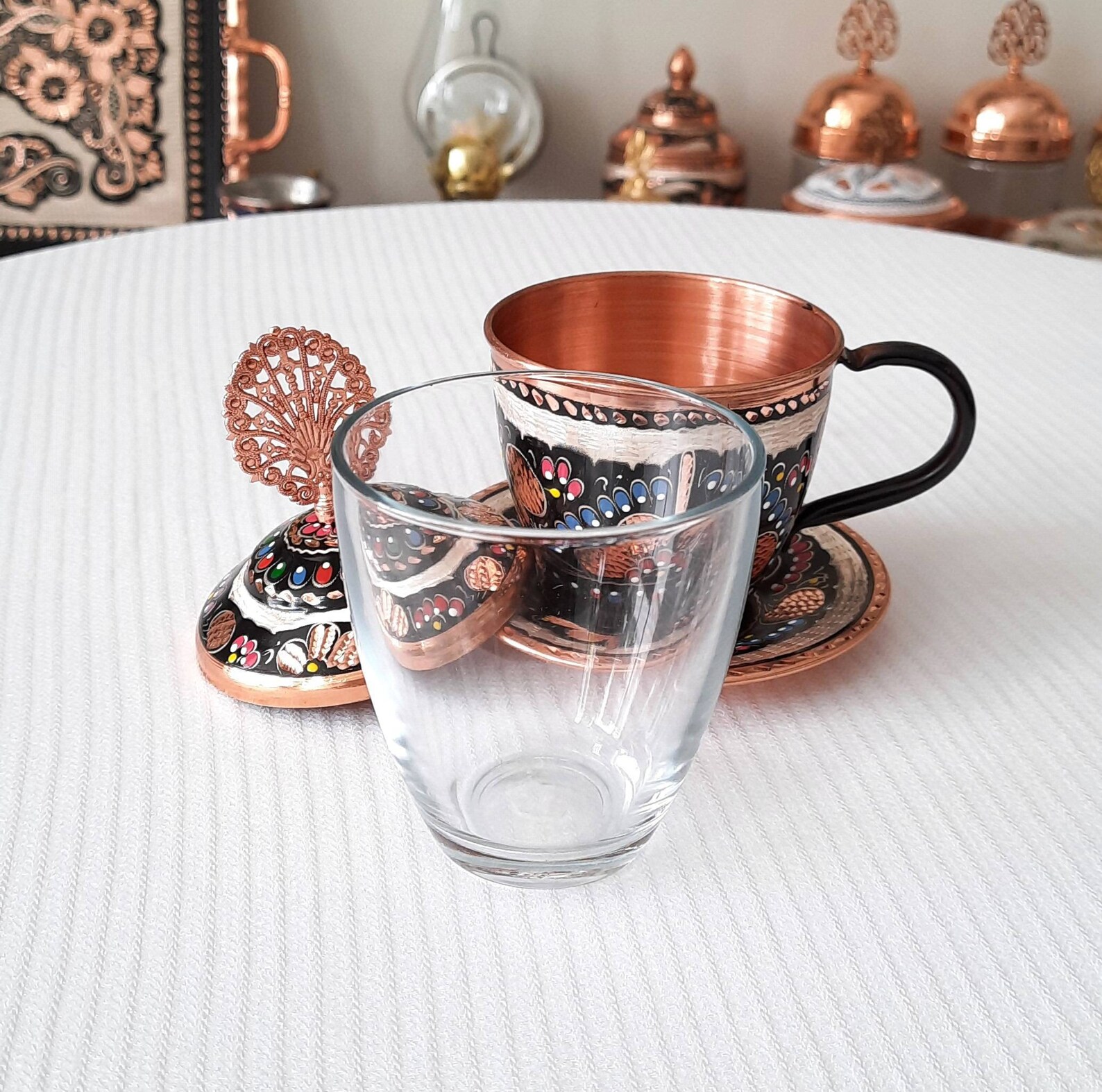 Turkish Tea Cups Copper, Coffee Cup, Cappucino Cup and Saucer, Expresso ...