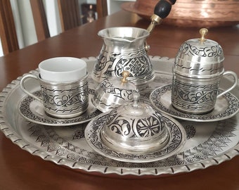 Turkish Coffee Set, Copper Coffee Set, Arabic Coffee Set, Unique Gift Ideas, Copper Coffee Pot, Rustic, Anniversary Gifts, Housewarming Gift