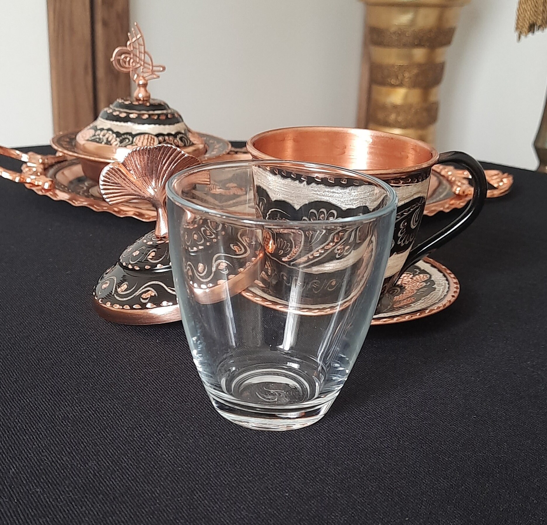 Copper Tea Set, Turkish Tea Cup, Copper Decor, Housewarming Gift ...
