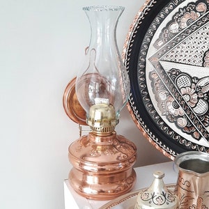 Wall Mounted Copper Oil Lamp, Wall Oil Lamp, Kerosene Lamp With Hanger, Farmhouse Decor, Rustic Home Decor, Housewarming Gift, New Favors image 2