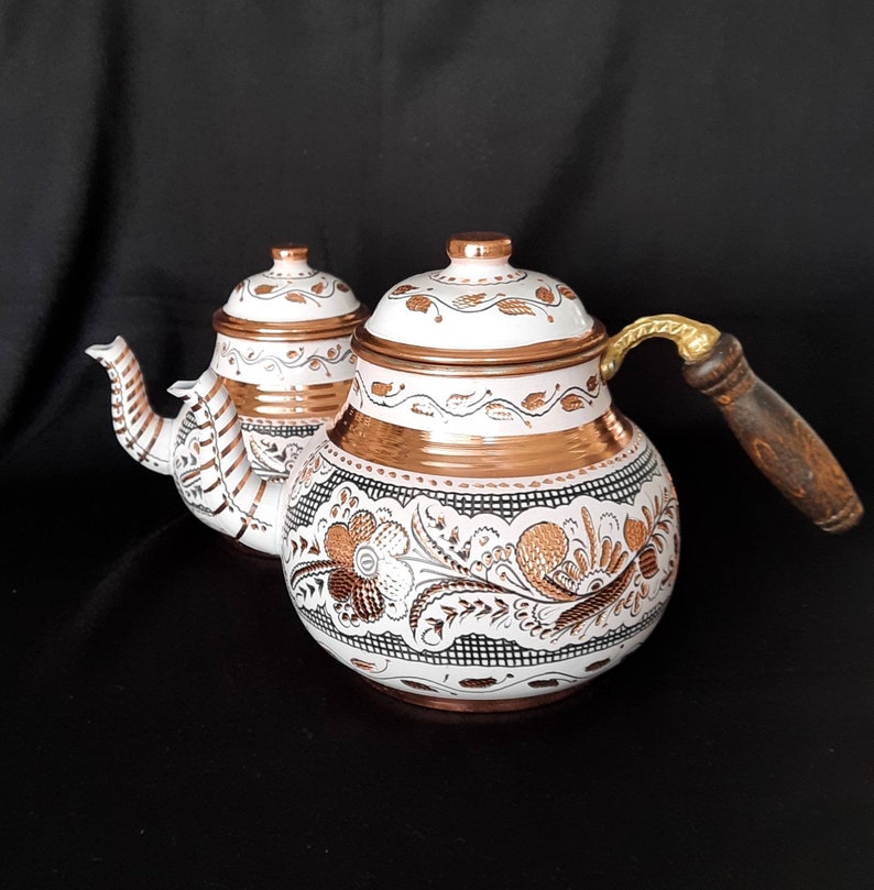 Turkish Tea Set, Copper Tea Set, Copper Tea Pot, Copper Tea Cups, Teapot Set, Housewarming Gift, Anniversary Wife, Home Gifts, Wedding Gift 画像 4