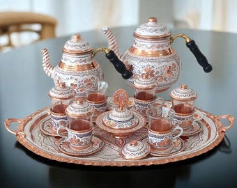 トルコの銅製ティーセット、ユニークなティーポットセット、銅製ティー