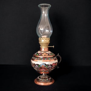 Copper oil lamp, ornate oil lamp, kerosene lamp, victorian lamp, anniversary gifts, wedding favors, birthday gift, rustic, unique gift ideas