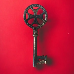 Large Decorative Skeleton Key, Cross Key Decor, Brass Skeleton Key, Victorian Brass Door Key, Decorative Cross Skeleton Key, Solid Brass Key
