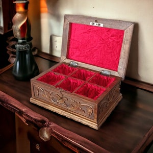 Joyero con llave, cofre del tesoro de madera vintage, organizador de joyas de madera, cofre del tesoro de madera, regalo de aniversario para esposa, regalo para mujer