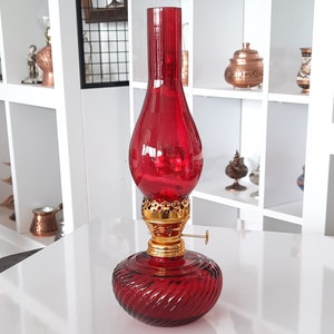 Glass oil lamp, ornate glass oil lamp, glass kerosene lamp, party table decor, housewarming gift, home gifts for her, unique gift ideas