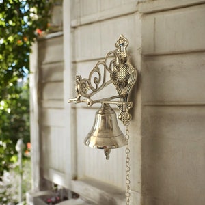 Brass Doorbell: Hanging Pull Bell, Wall Mounted Temple Bell