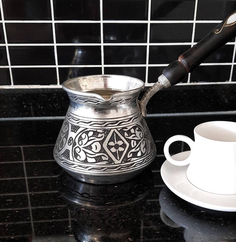 Turkish Coffee Pot, Copper Coffee Maker, Arabic Coffee Pot, Unique Copper Gifts, Copper Jazzve, Kitchen Home Decor, Housewarming Gift Rustic image 4