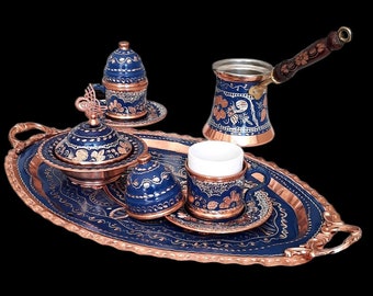 Turkish Coffee Set, Arabic Coffee Set, Turkish Copper Coffee Set, Copper Gift Ideas, Housewarming Gift, Unique Gift Ideas, Anniversary Wife