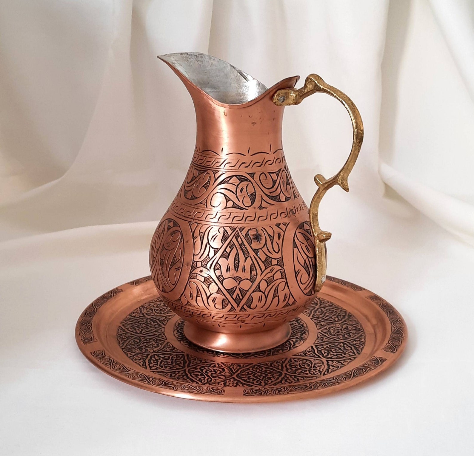 Copper Pitcher Set Turkish Copper Wine Decanter Syrup Etsy