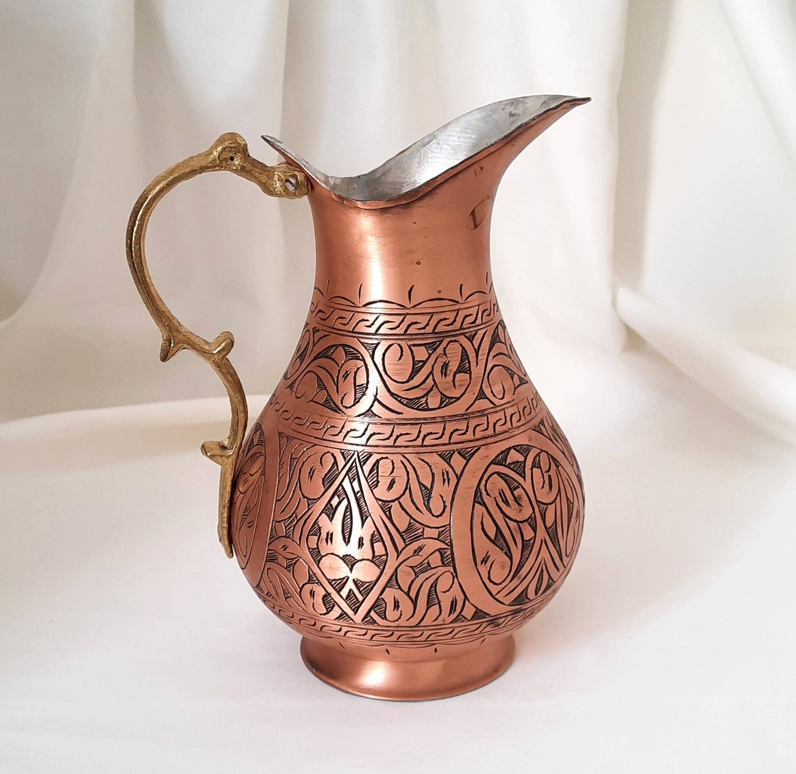 Copper Pitcher Set Turkish Copper Wine Decanter Syrup Etsy