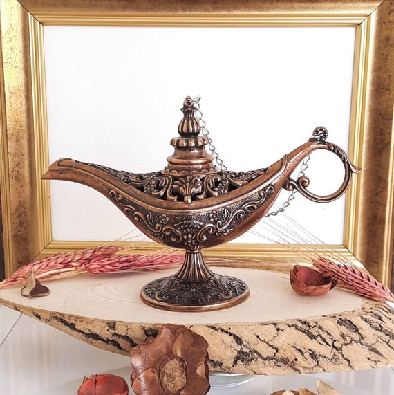 Lampada Magica Di Aladino In Ottone - Decorazione Orientale Handmade 15cm - Foto 2