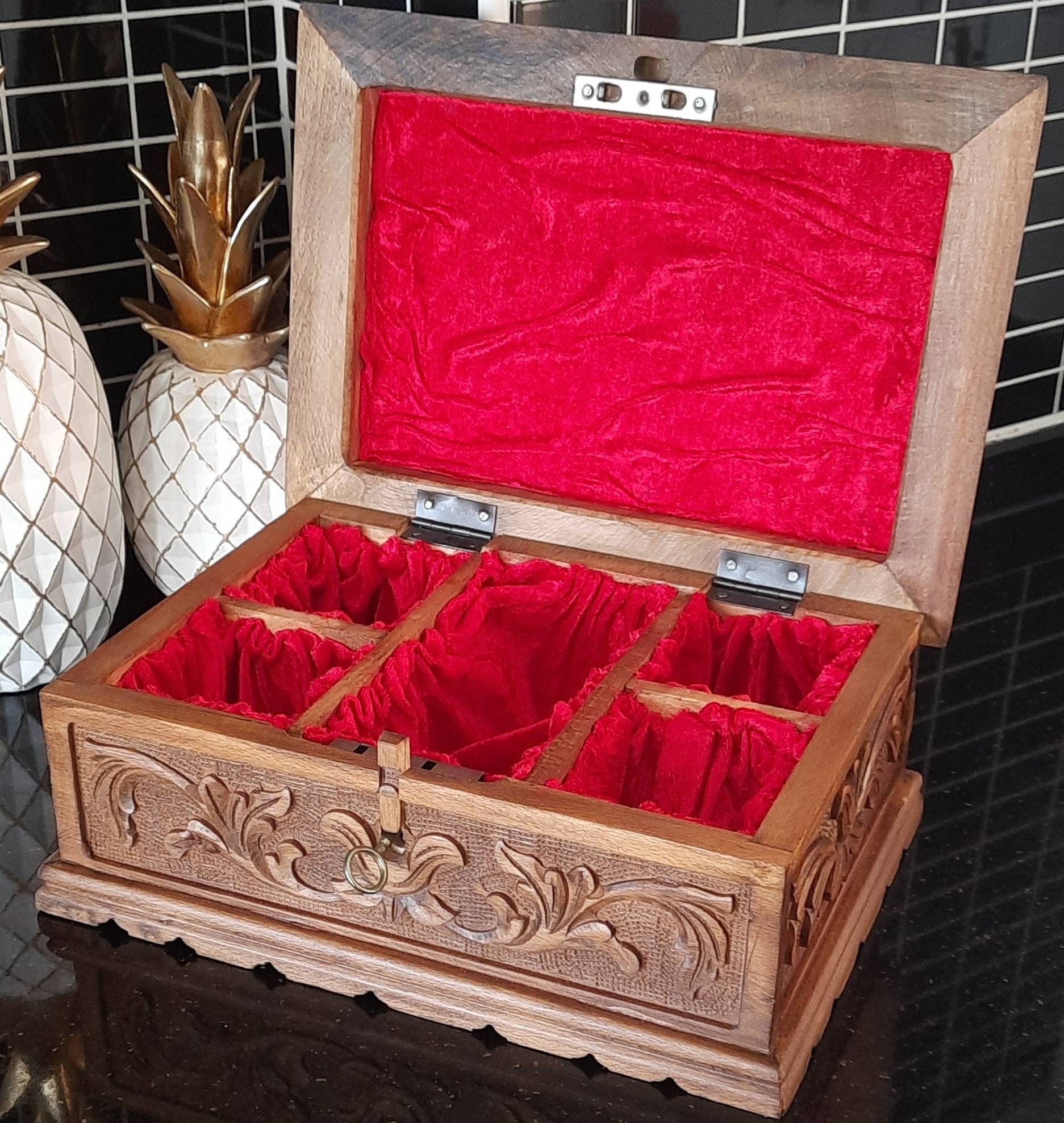 Large Wooden Jewelry Box Jewelry Box Wood Wooden Treasure Etsy