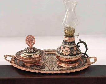 Copper Home Decor, Decorative Copper Items, Copper Oil Lamp, Unique Home Decor, Housewarming Gift, Rustic Home Decor, Holiday Gift Ideas