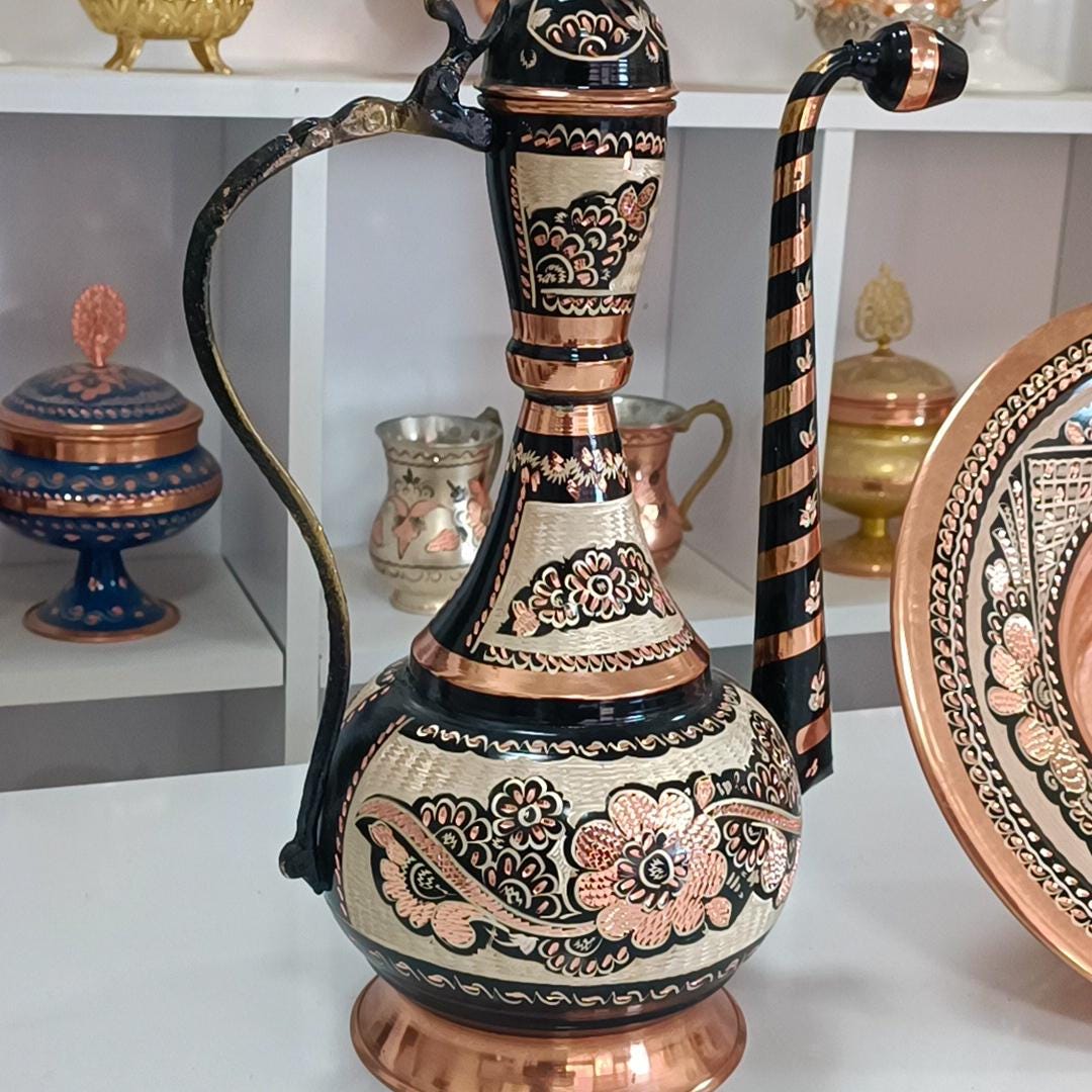 手作りのトルコ銅製水差しと洗面器：東洋風インテリア - Etsy 日本