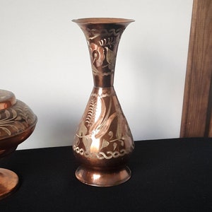 Vintage Copper Vase and Bowl, Vintage Decor, Rustic Home Decor, Antique Style, Copper Decor, Home Gifts, Farmhouse Decor, Housewarming Gift image 8