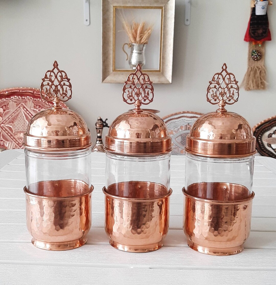 Copper Jars With Lids, Copper Jar, Housewarming Gift, Candy Jars