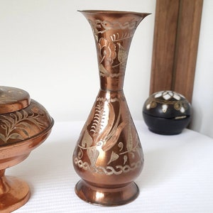 Vintage Copper Vase and Bowl, Vintage Decor, Rustic Home Decor, Antique Style, Copper Decor, Home Gifts, Farmhouse Decor, Housewarming Gift image 9